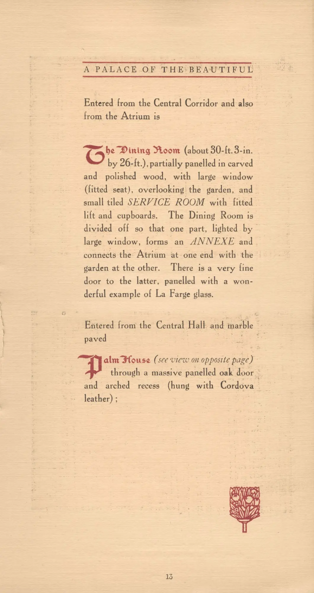 Brochure page describing the Dining Room